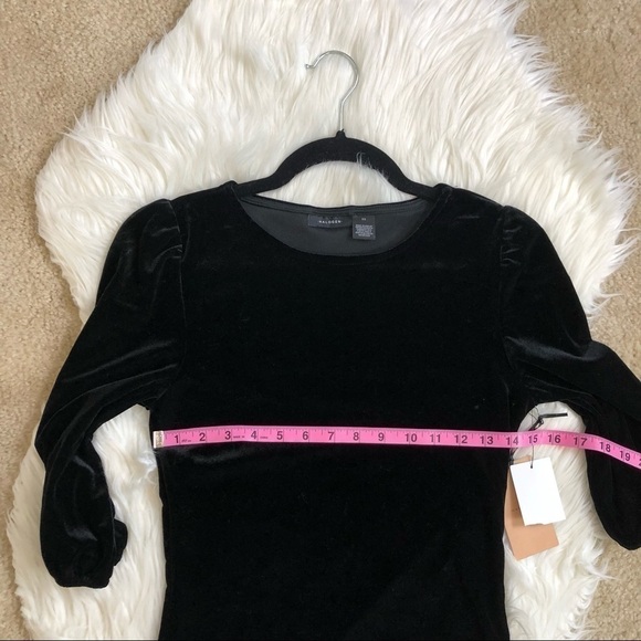 New Halogen Black Velour 3/4 Sleeve Blouse - Picture 10 of 10